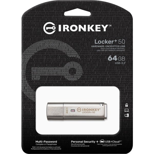 Kingston IronKey Locker+ 50 64 GB, USB-Stick - Kingston - vue 5