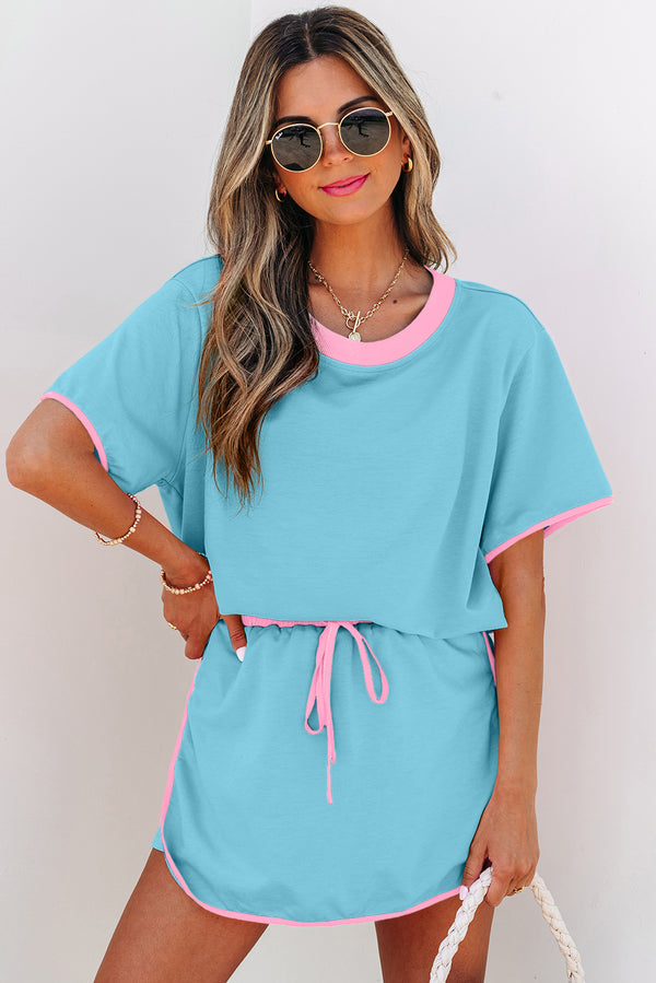 Ensemble femme épaules tombantes, colorblock