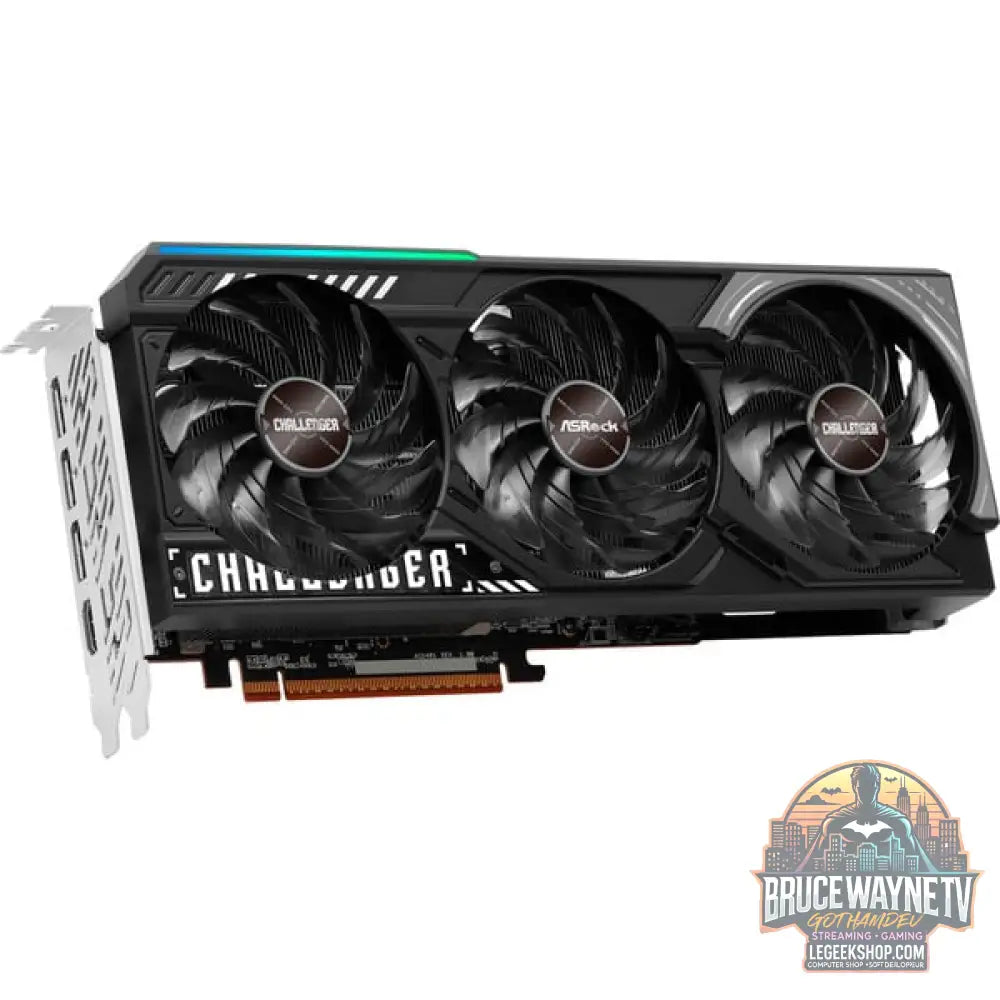 ASRock Radeon RX 9070 CHALLANGER, carte graphique noir, RDNA4, GDDR6, 3x DisplayPort, 1x HDMI - ASRock - vue 3