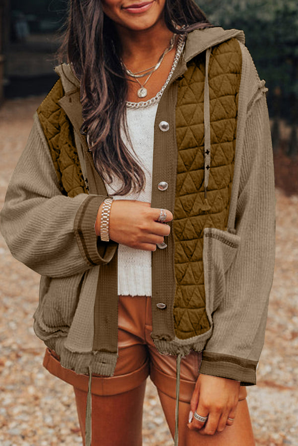 Veste femme patchwork, à capuche, ample — vert