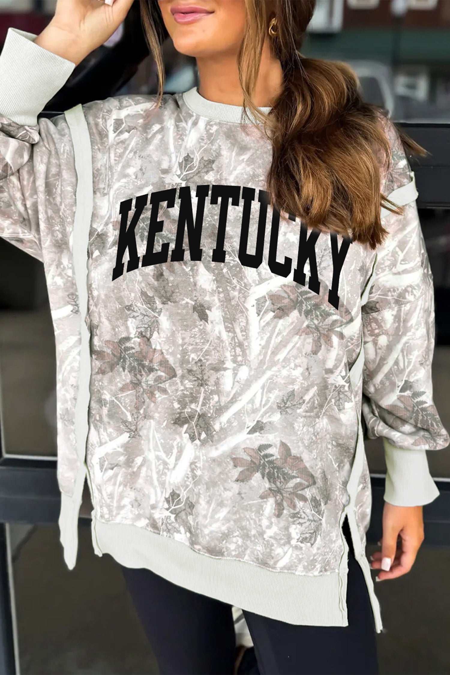 Sweat femme camouflage — gris