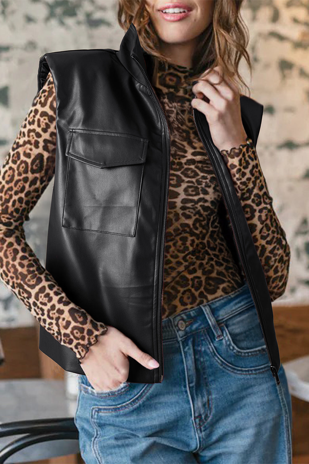 Pièce mode femme zip, poches — noir