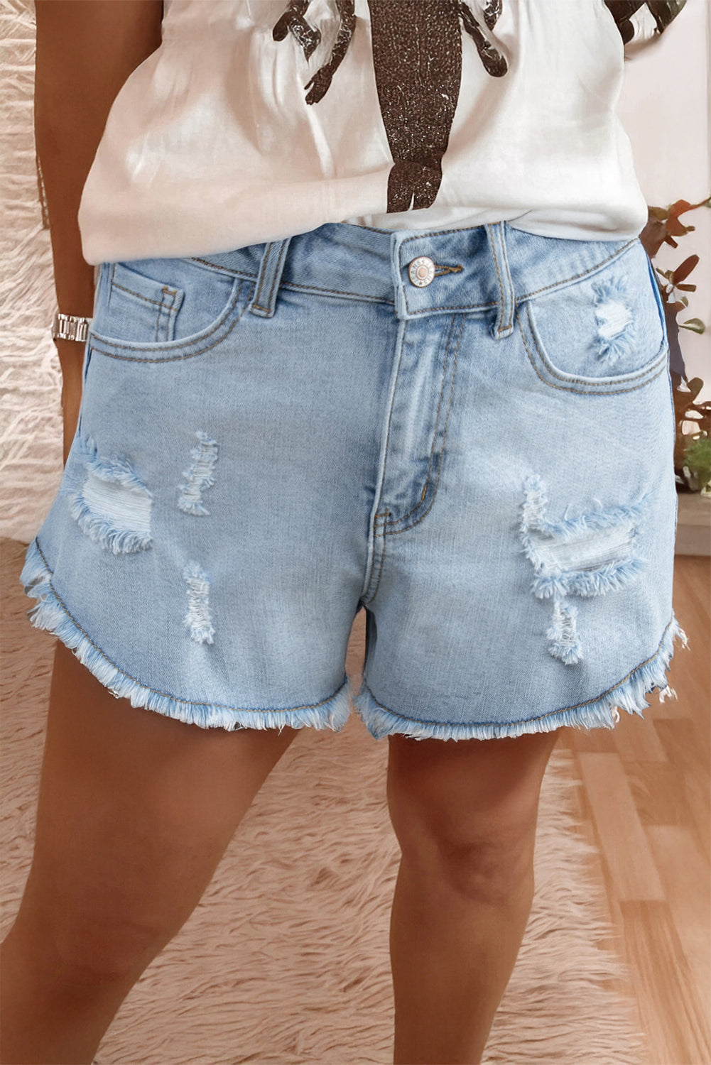 Short femme denim — bleu ciel
