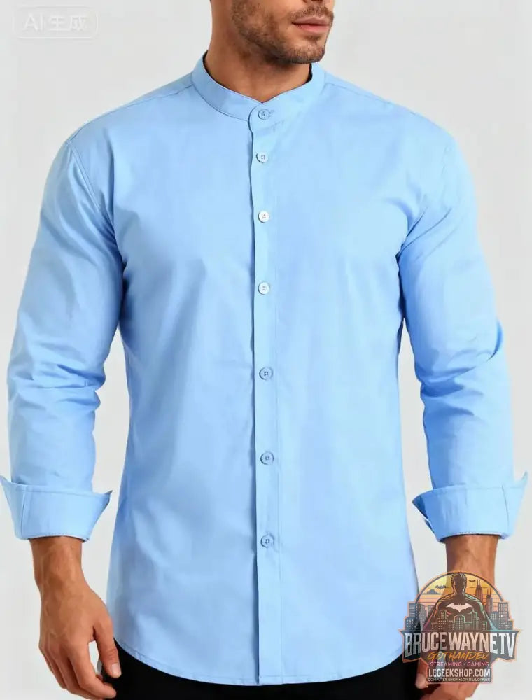 Chemise Homme Col Montant Ajustée Style Jeune - Chemise Homme