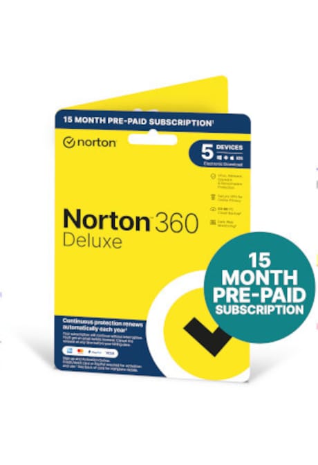 Norton 360 Deluxe (5 Devices, 15 Months) - NortonLifeLock Key - UNITED KINGDOM