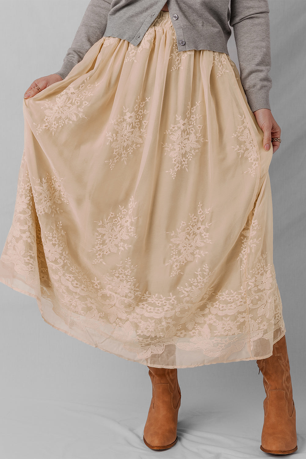 Jupe femme brodé, transparent