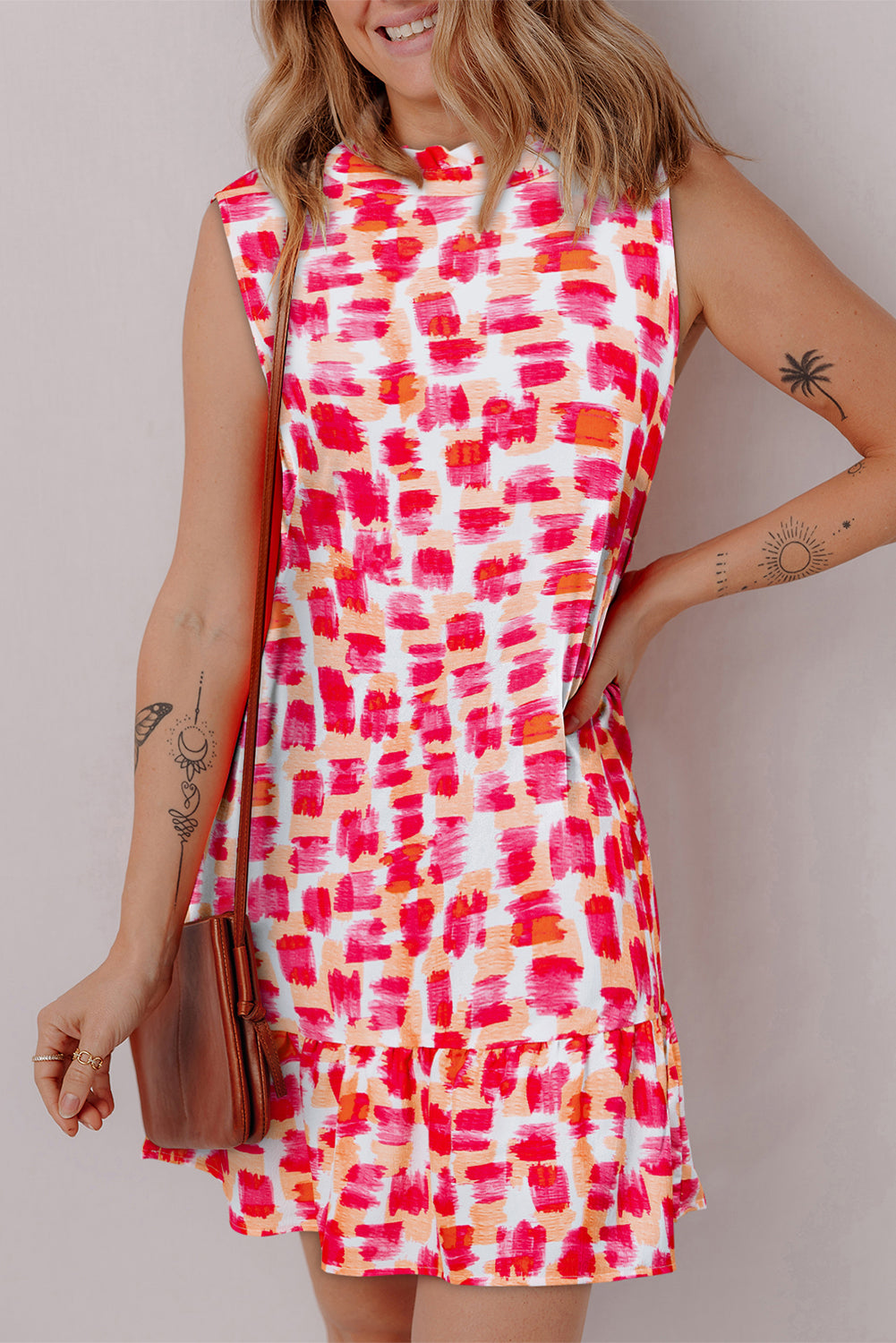 Robe courte femme sans manches — rose