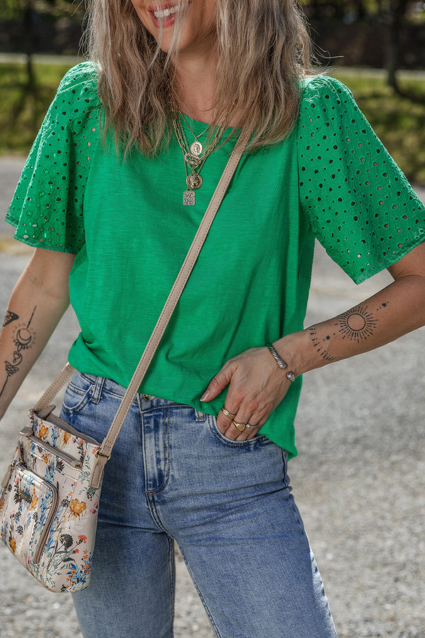 Haut femme brodé, patchwork — vert