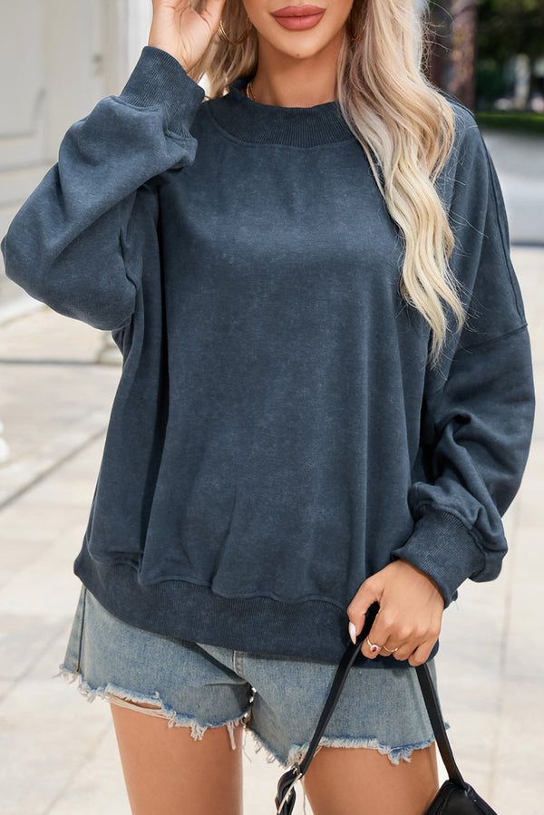 Sweat femme épaules tombantes, col rond — bleu ciel