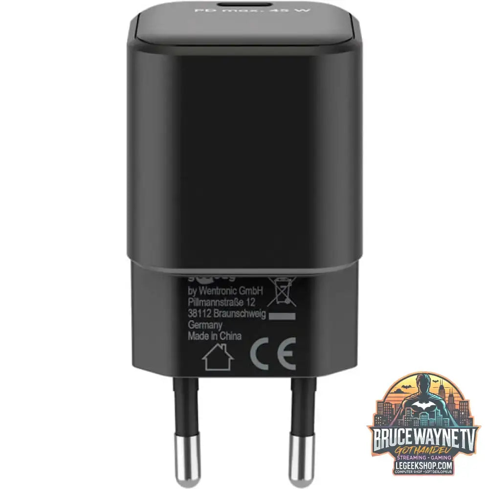 goobay USB-C Schnellladegerät Nano, PD, GaN, 45 Watt schwarz, 1x USB-C, Power Delivery 3.0 - goobay - vue 5