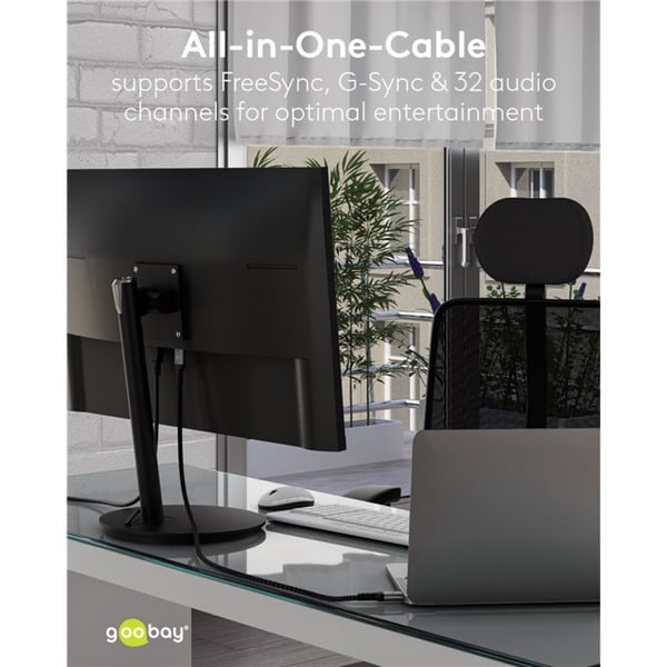 goobay Plus DisplayPort 2.0/2.1 câble, 8K @ 144Hz, 54 Gbit/s - goobay - vue 11