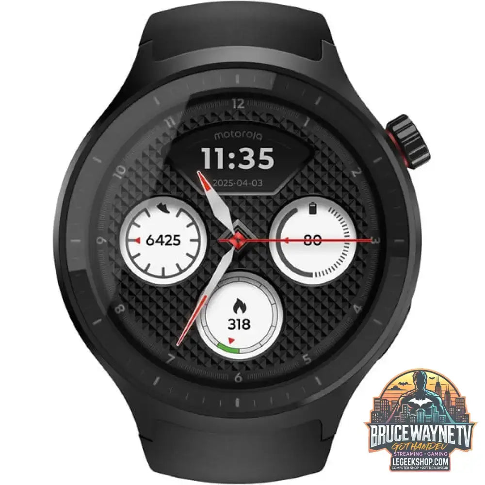 Motorola moto watch, Smartwatch schwarz, mit schwarzem Silikon-Armband - Motorola - vue 2