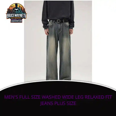 Men's Full Size Washed Wide Leg Relaxed Fit Jeans Plus Size by@Outfy