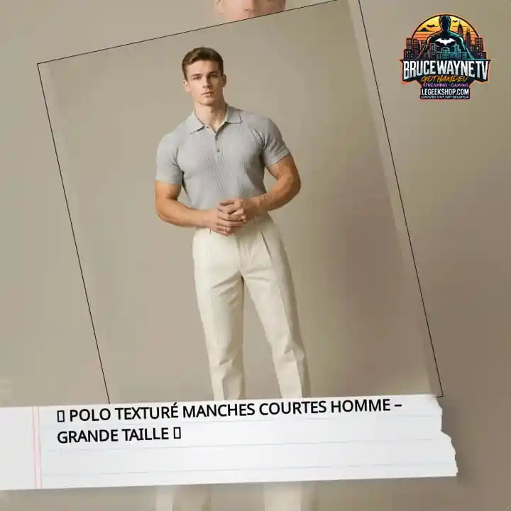 👕 polo textur&eacute; manches courtes homme &ndash; grande taille 👕 by@Outfy