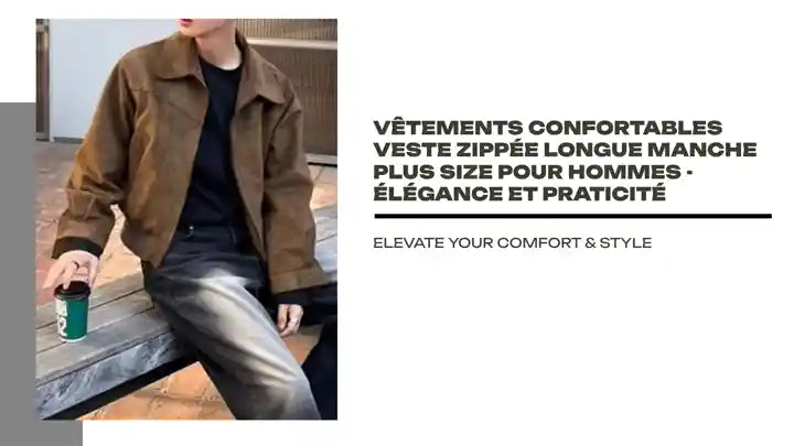 V&ecirc;tements Confortables Veste Zipp&eacute;e Longue Manche Plus Size pour Hommes - &Eacute;l&eacute;gance et Praticit&eacute; by@Outfy