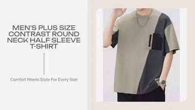 Men's Plus Size Contrast Round Neck Half Sleeve T-Shirt by@Outfy