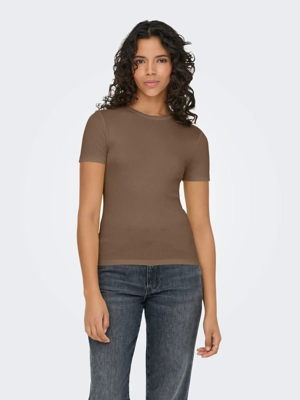 Only T-shirt femme — brown