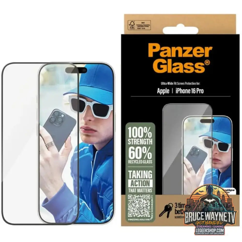 PanzerGlass Displayschutz Ultra-Wide Fit, Schutzfolie transparent, iPhone 16 Pro, EasyAligner - PanzerGlass - vue 4