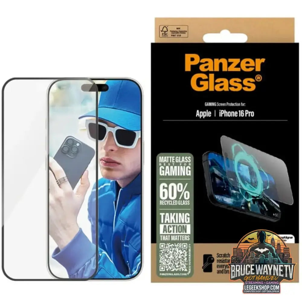 PanzerGlass Gaming Displayschutz Ultra-Wide Fit, Schutzfolie transparent, iPhone 16 Pro, EasyAligner - PanzerGlass - vue 4