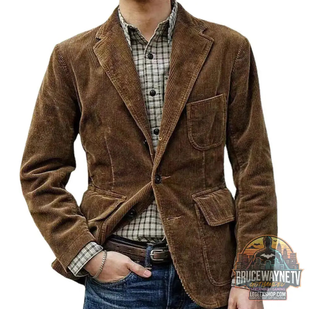 Veste Blazer Homme Velours Côtelé Hiver Casual Chaud Noir Marron Vert Bleu - Veste Homme