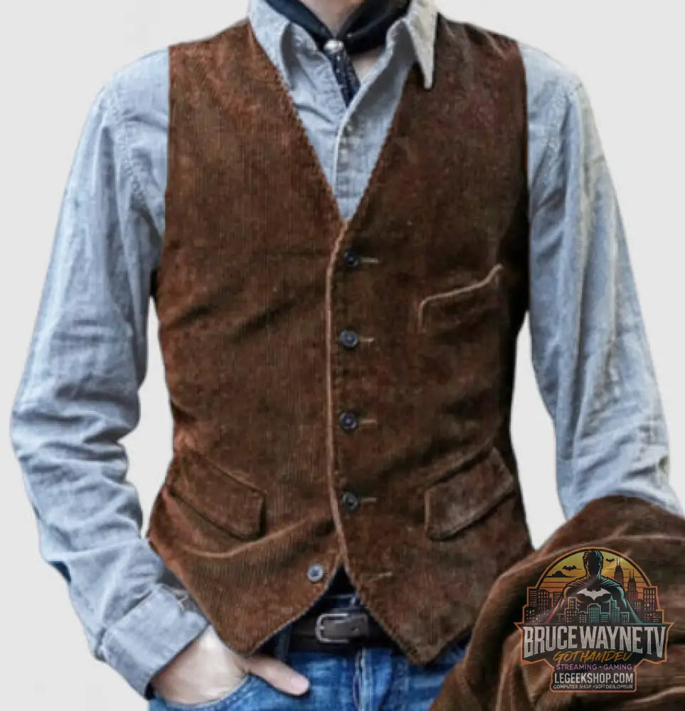Veste Blazer Homme Velours Côtelé Hiver Casual Chaud Noir Marron Vert Bleu - Brown waistcoat / L - Veste Homme