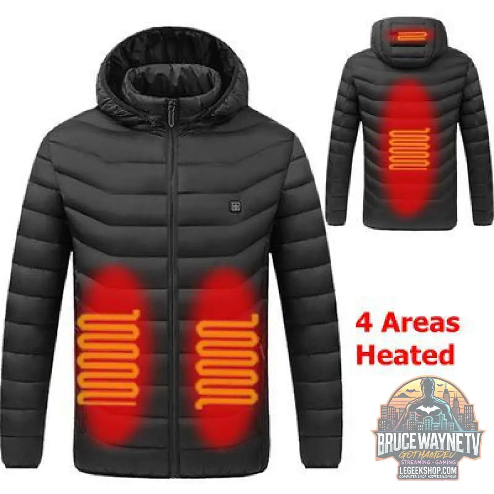 Veste Chauffante Homme USB Rechargeable Hiver - 4zone heating black / M - Veste Chauffante Homme